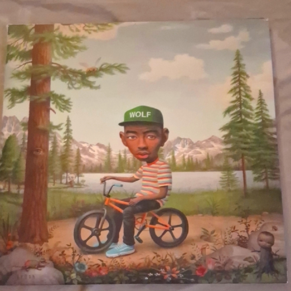 WOLF Cap Art Print with Bicycle